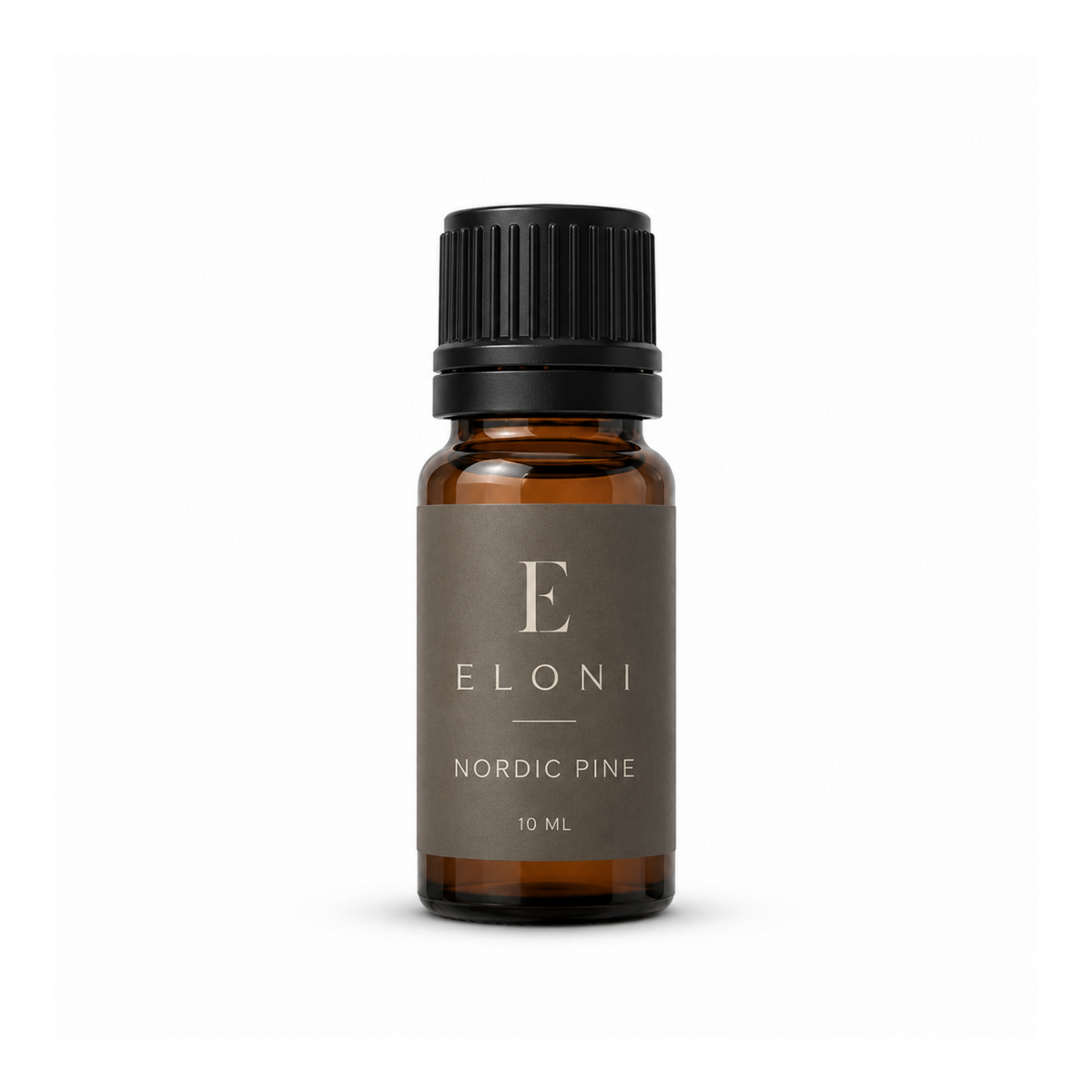ELONI Nordic Pine doftolja, brun 10 ml flaska med etikett