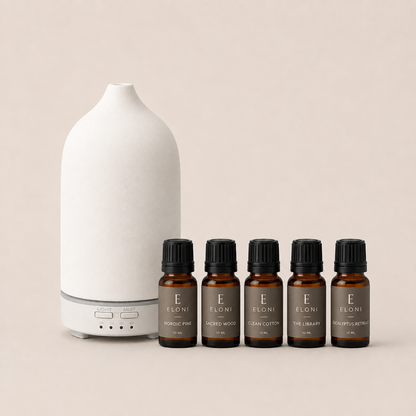 ELONI Startpaket i vitt – aroma diffuser med fem doftoljor